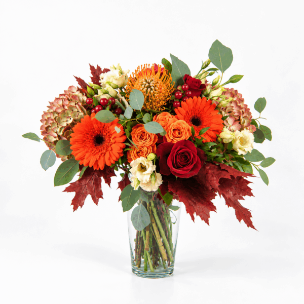 Ramo de flores de otoño Autumn Romance con rosas y gerberas. Envío de flores a domicilio en 24 horas.