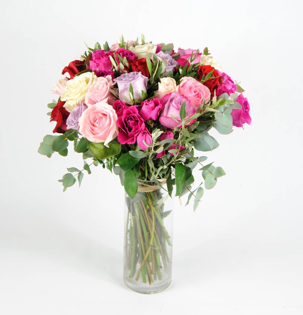 Ramo de rosas multicolores para San Valentín